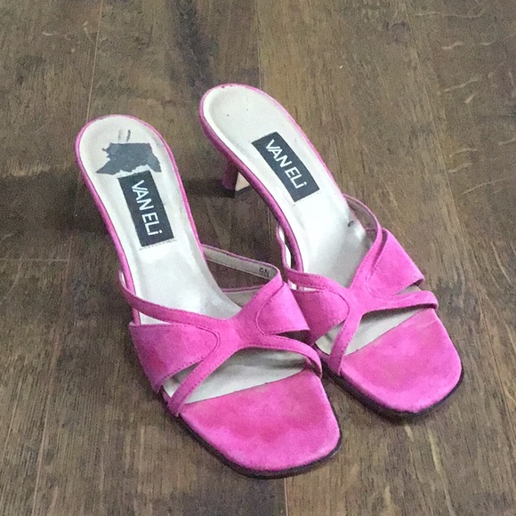 Van Eli pink suede heels sz 9 Narrow/8 - Picture 1 of 3